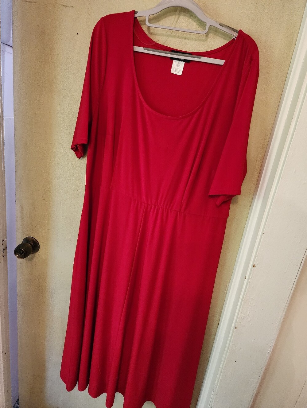 MSK Red Midi Scoop-Neck Dress